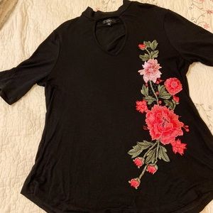 k & c Top with Embroidery Detail & Front Peep Hole